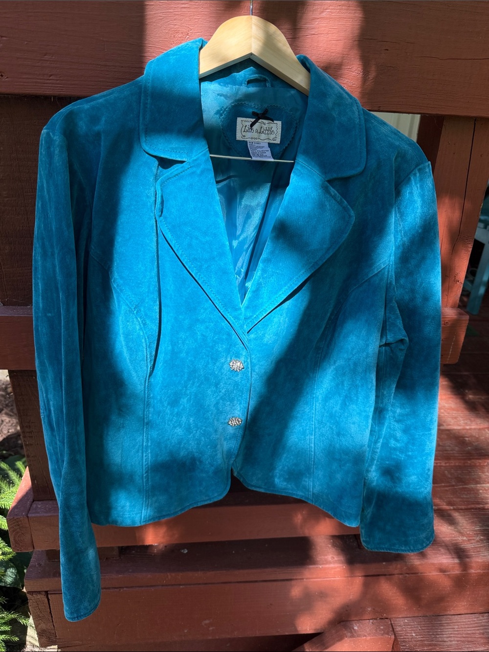 Live A Little, Teal Suede Blazer Jacket, size XL